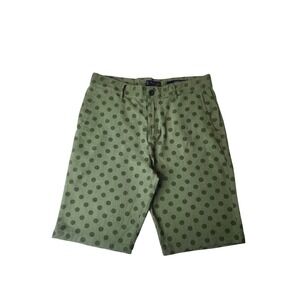 Mango Slim Fit Shorts 31 Whimsical Green on Green Polka Dot Textured Retro Chic